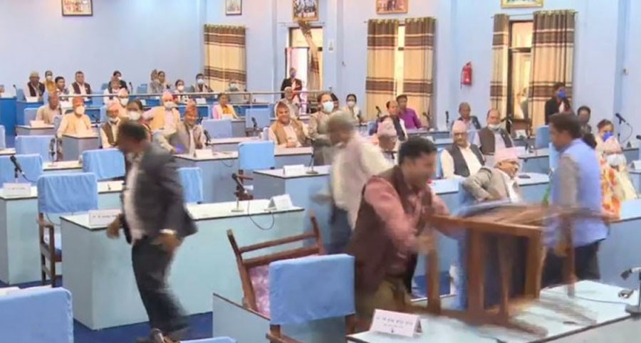 प्रदेश ५ को प्रदेशसभामा तोडफोड : बैठक मंगलबार