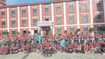 तानसेनमा ‘कोरा साइक्लिङ च्यालेञ्ज’ : यात्रामा निस्किए उत्साहजनक रुपमा साइकलयात्री  