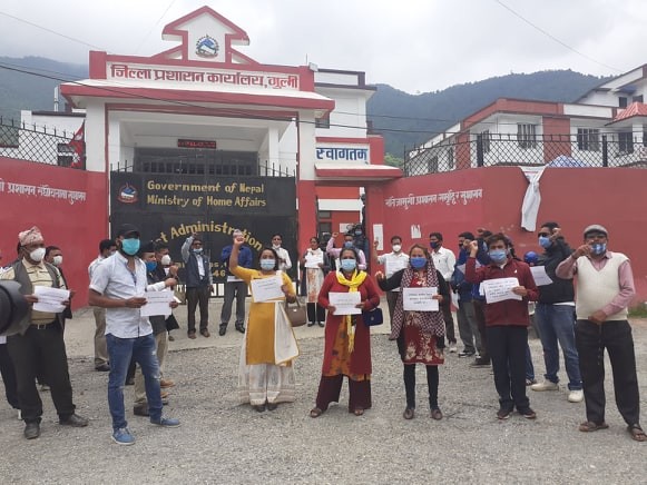 रुकुममा भएको घटनाका दोषीलाई कारवाहीको माग गर्दै गुल्मीमा प्रदर्शन