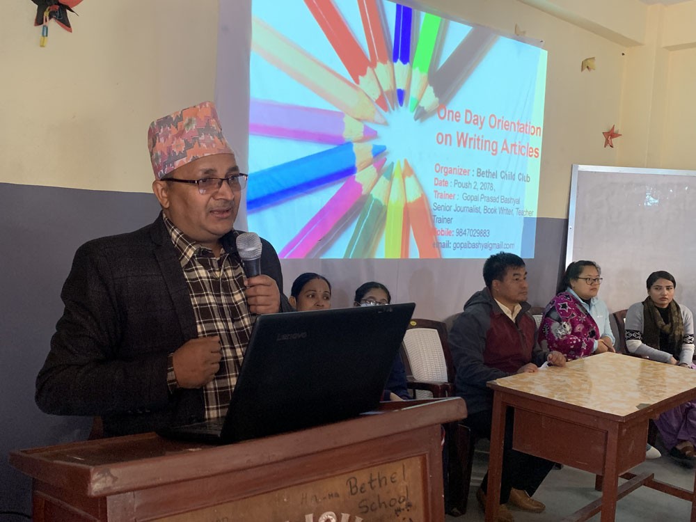 बेथल स्कुलमा लेखन सम्वन्धी कार्यशाला