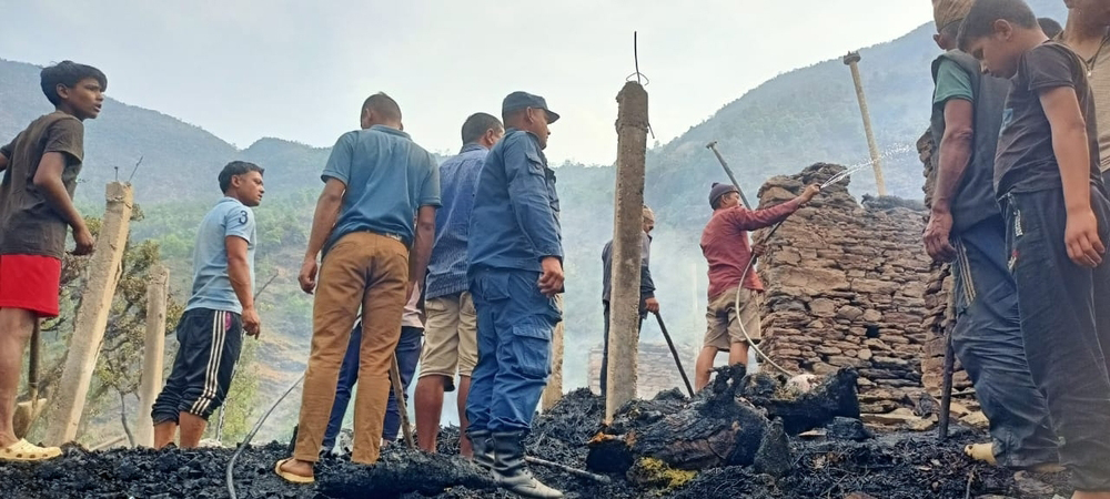 गुल्मीमा गोठमा आगलागी हुँदा एक दर्जन पशुचौपाया मरे