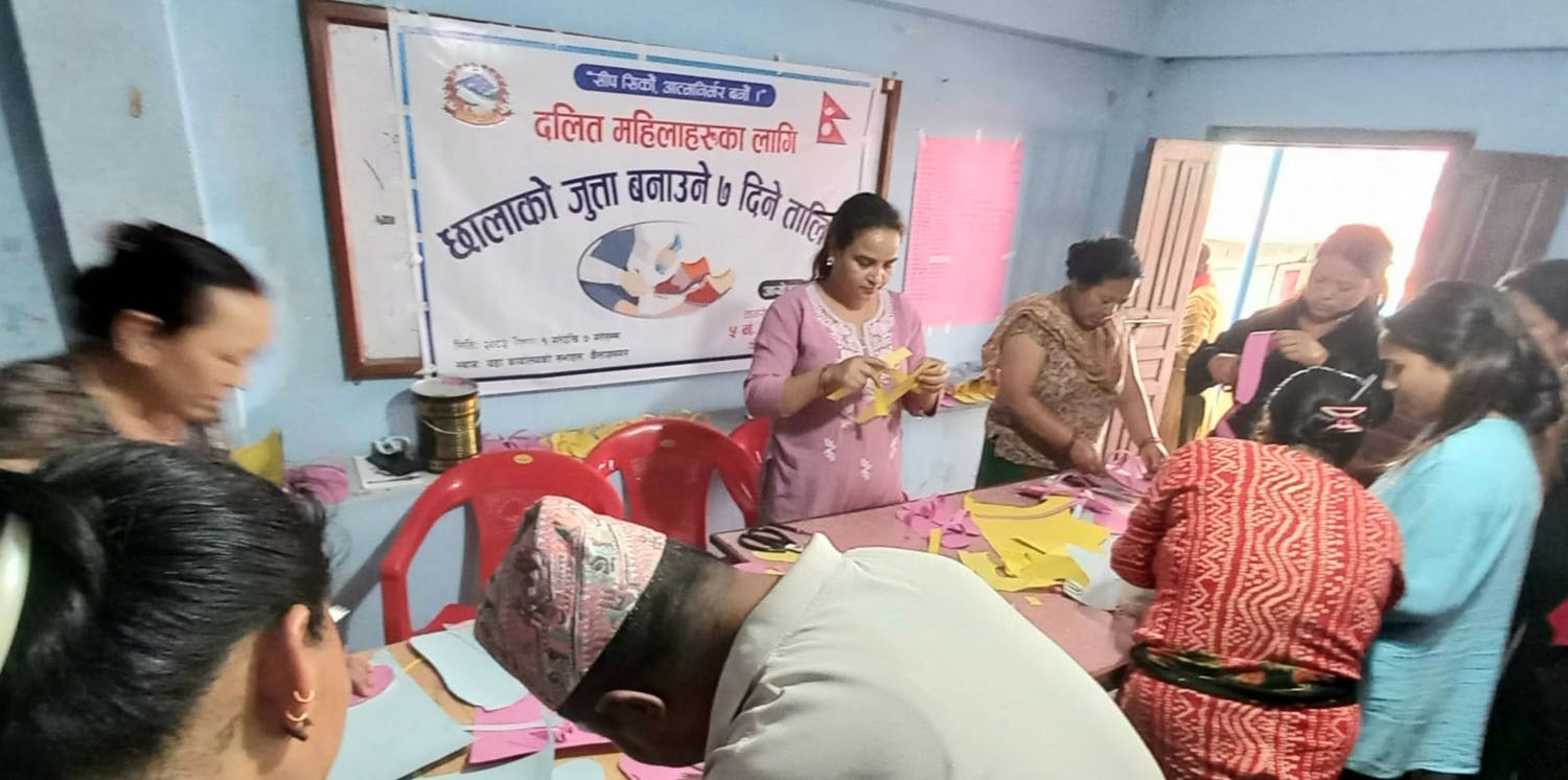 महिलालाई जुत्ता, चप्पल बनाउने तालिम