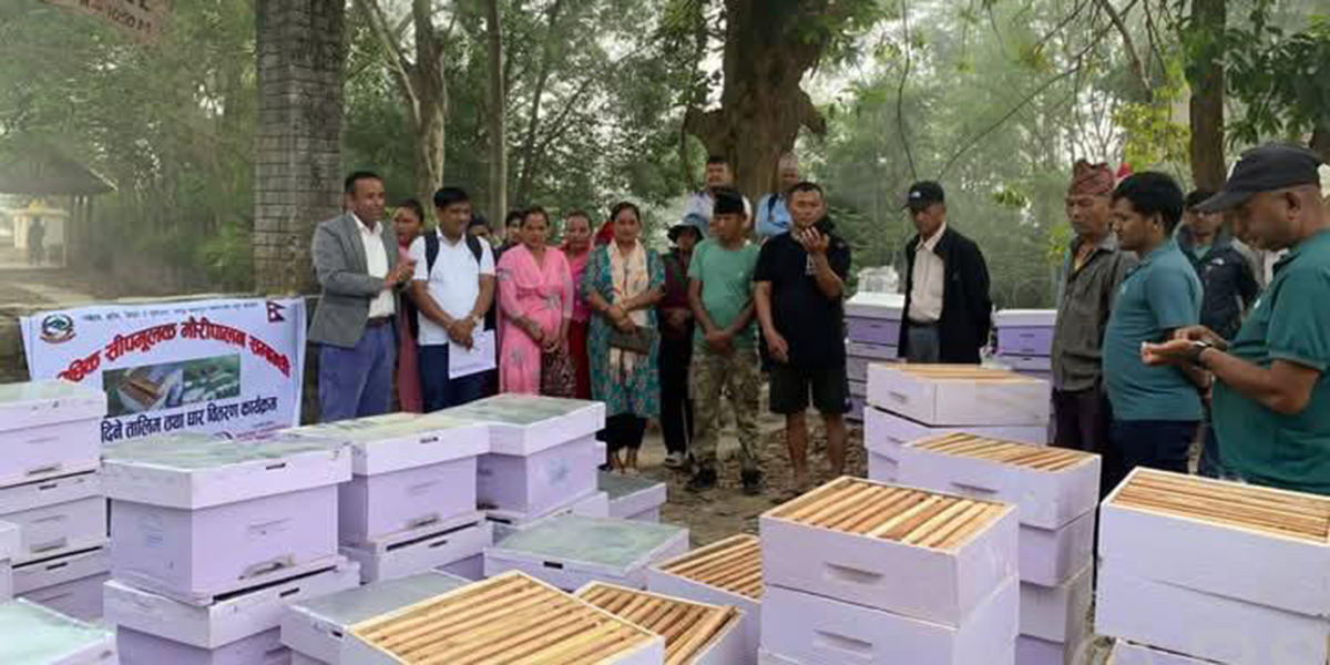 बन्दीपुरका एक सय किसानलाई मौरीसहित घार वितरण